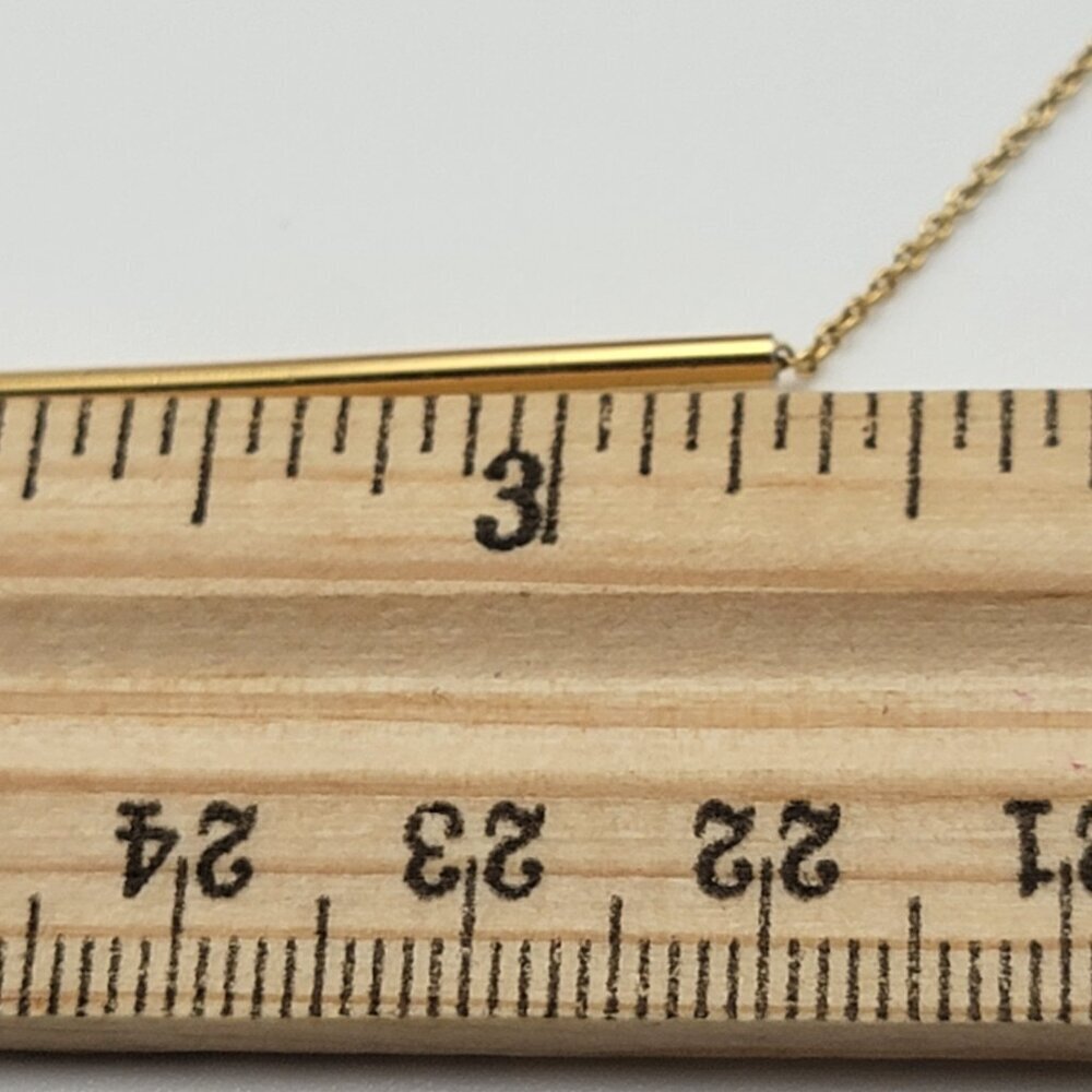 GORJANA Gold Tone Bar Necklace 25 In Spring Ring Clasp Minimalist - Picture 6 of 6